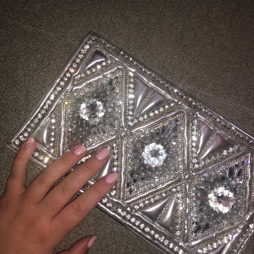 Balmain x H&M Beaded Silver Clutch